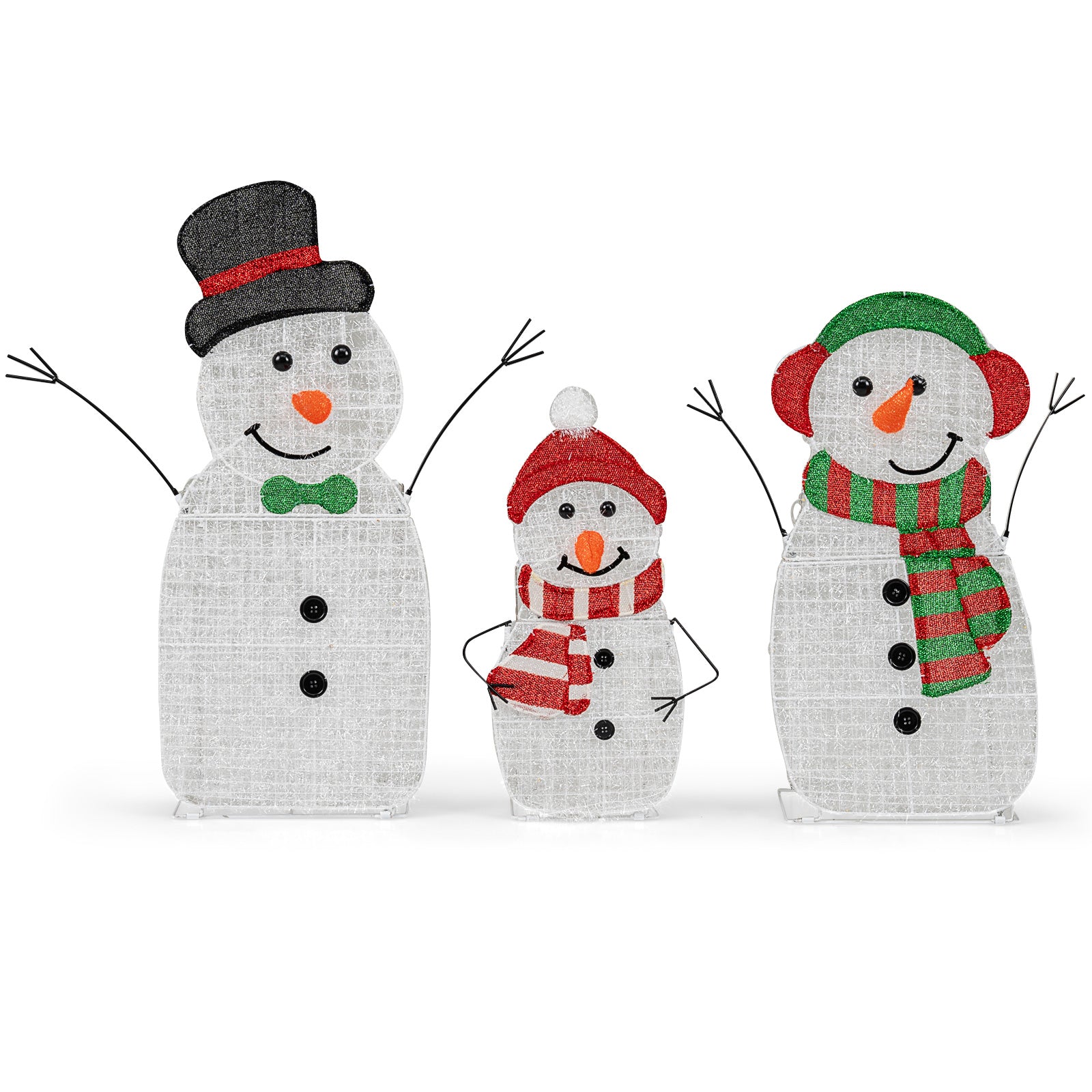 Lighted Snowman Family Christmas Decoration, 3-Piece Pre-Lit 2D Set, Multicolor Christmas Decor & Accessories at Gallery Canada