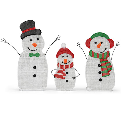 Lighted Snowman Family Christmas Decoration, 3-Piece Pre-Lit 2D Set, Multicolor Christmas Decor & Accessories at Gallery Canada