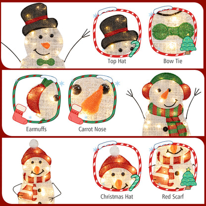 Lighted Snowman Family Christmas Decoration, 3-Piece Pre-Lit 2D Set, Multicolor Christmas Decor & Accessories at Gallery Canada