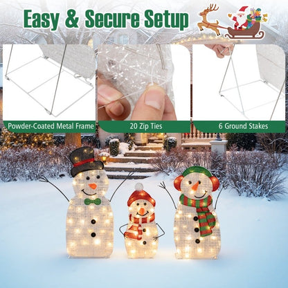Lighted Snowman Family Christmas Decoration 3-Piece Pre-Lit 2D Snowman Set, Multicolor Christmas Decor & Accessories at Gallery Canada