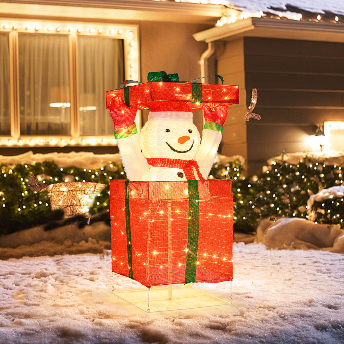 Lighted Snowman In Gift Box Christmas Decoration Christmas Inflatables at Gallery Canada