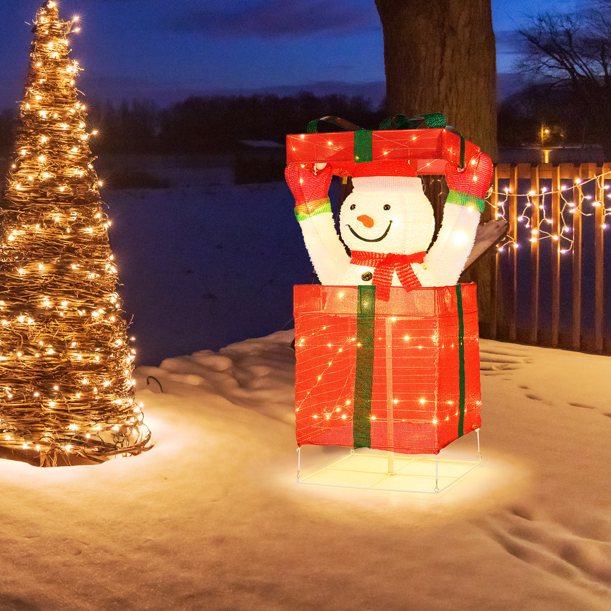 Lighted Snowman In Gift Box Christmas Decoration Christmas Inflatables at Gallery Canada