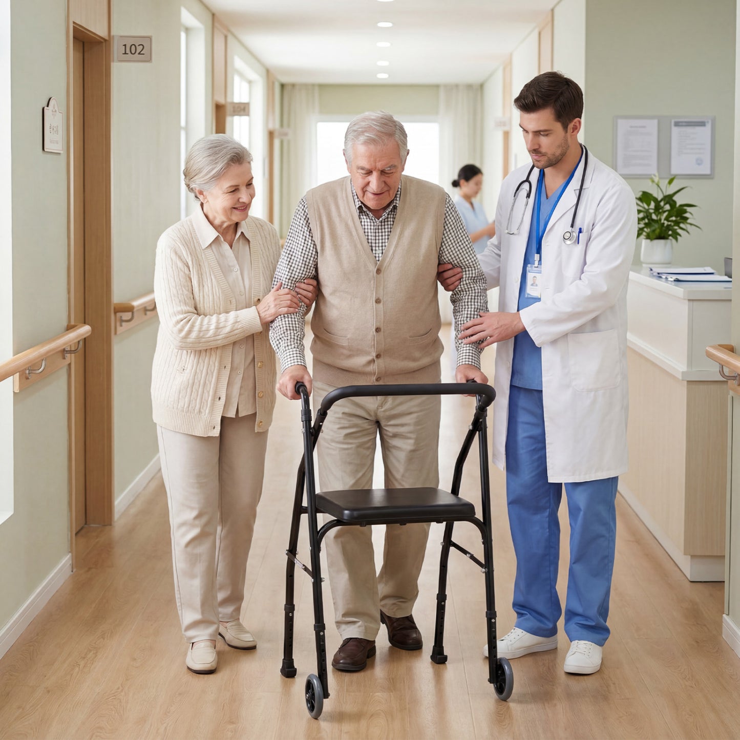 Aluminum Mobility Walker, 2 Wheels, Adjustable Height, Padded Seat, Black Walkers & Rollators at Gallery Canada