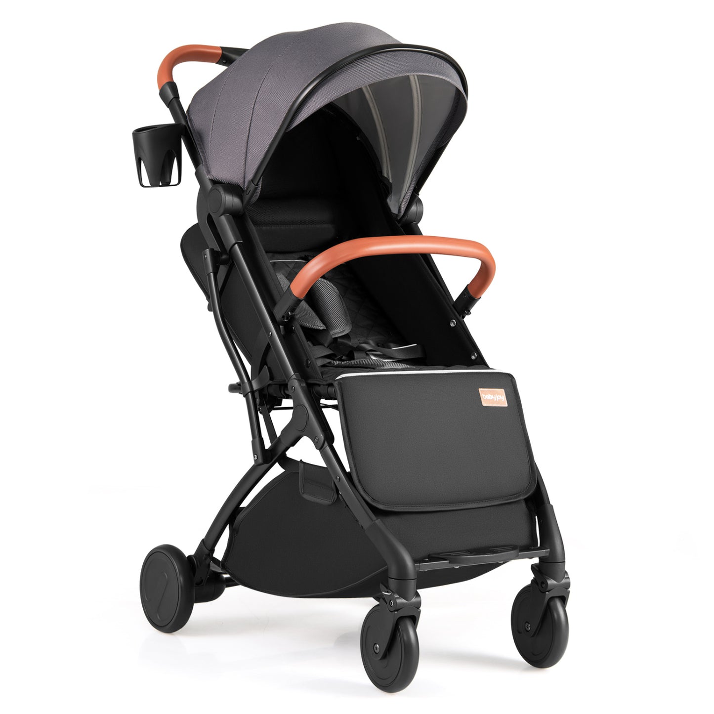 Compact Baby Stroller, One-Hand Fold, Gray