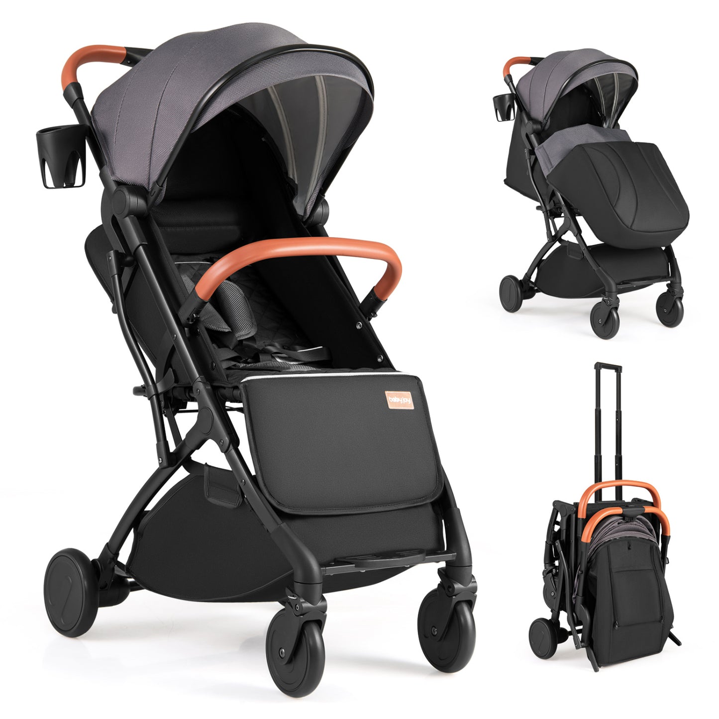 Compact Baby Stroller, One-Hand Fold, Gray