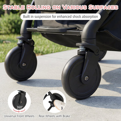 Compact Baby Stroller, One-Hand Fold, Gray