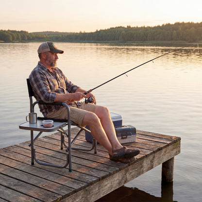 Lightweight Folding Camping Chair With Side Table, Black Camping Furniture at Gallery Canada
