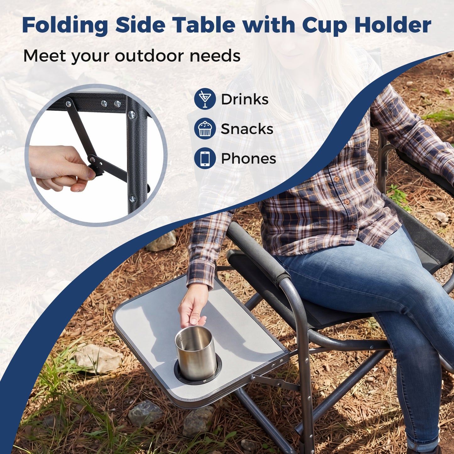 Lightweight Folding Camping Chair With Side Table, Black Camping Furniture at Gallery Canada