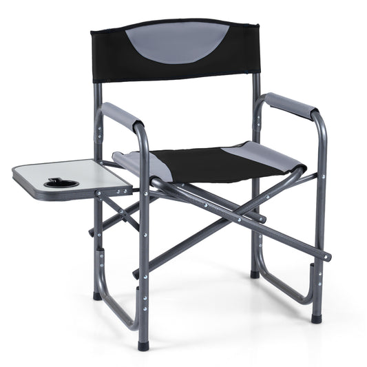 Lightweight Folding Camping Chair With Side Table, Black Camping Furniture Black at Gallery Canada