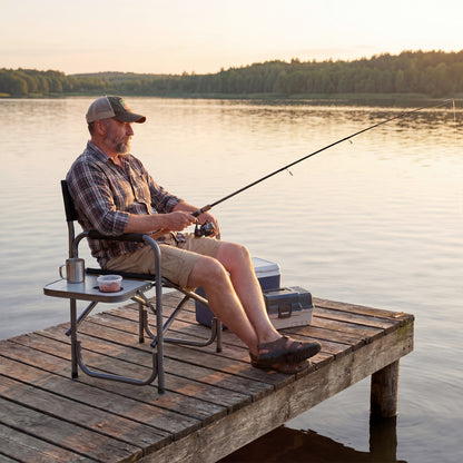 Lightweight Folding Camping Chair With Side Table, Black Camping Furniture at Gallery Canada