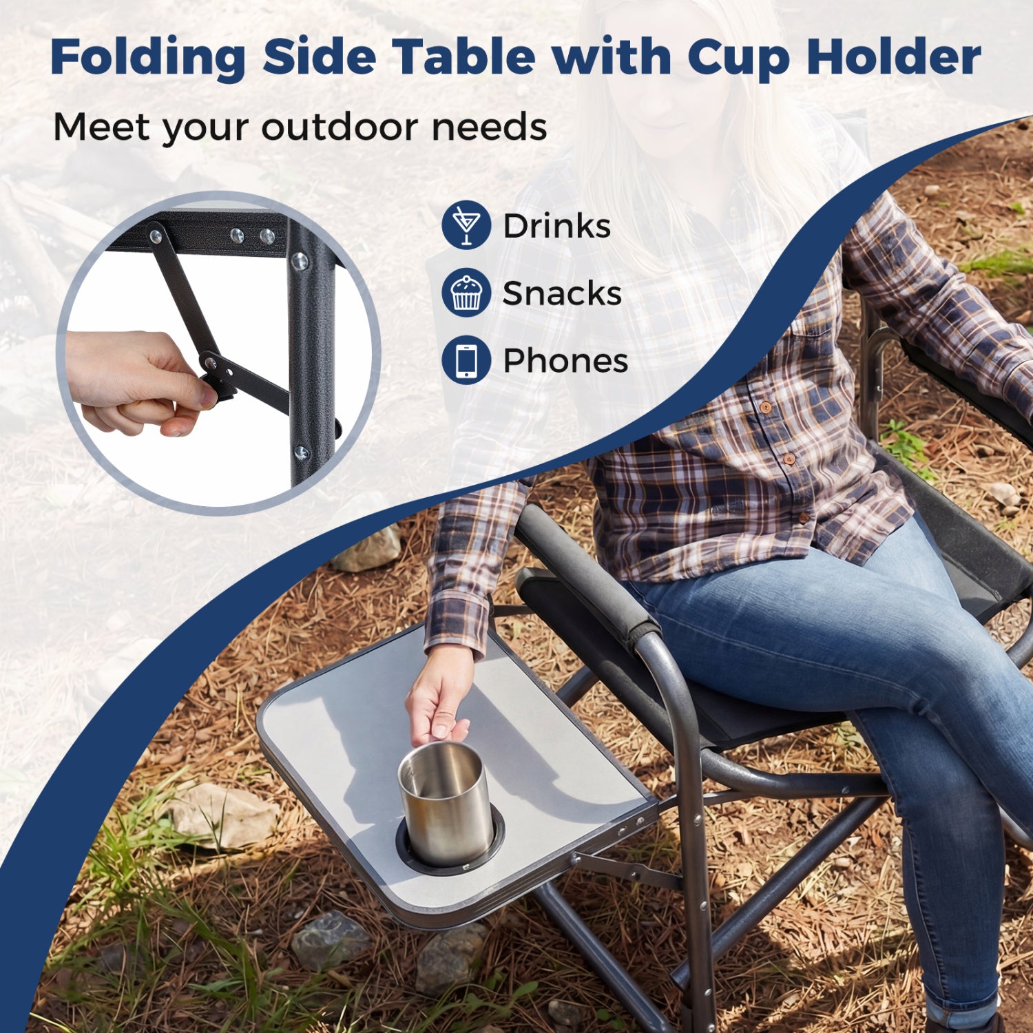 Lightweight Folding Camping Chair With Side Table, Black Camping Furniture at Gallery Canada