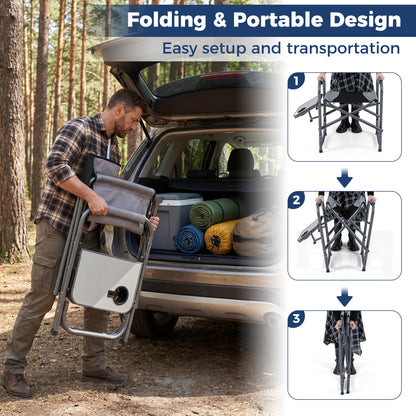 Lightweight Folding Camping Chair With Side Table, Black Camping Furniture at Gallery Canada