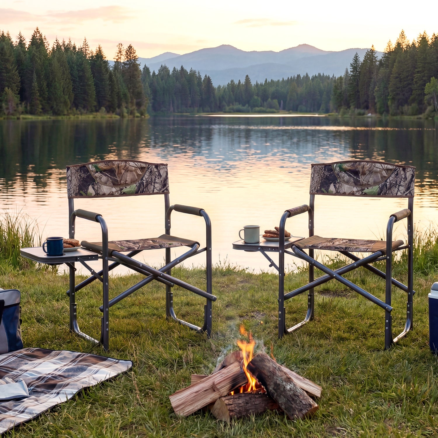 Lightweight Folding Camping Chair With Side Table, Camouflage Camping Furniture at Gallery Canada