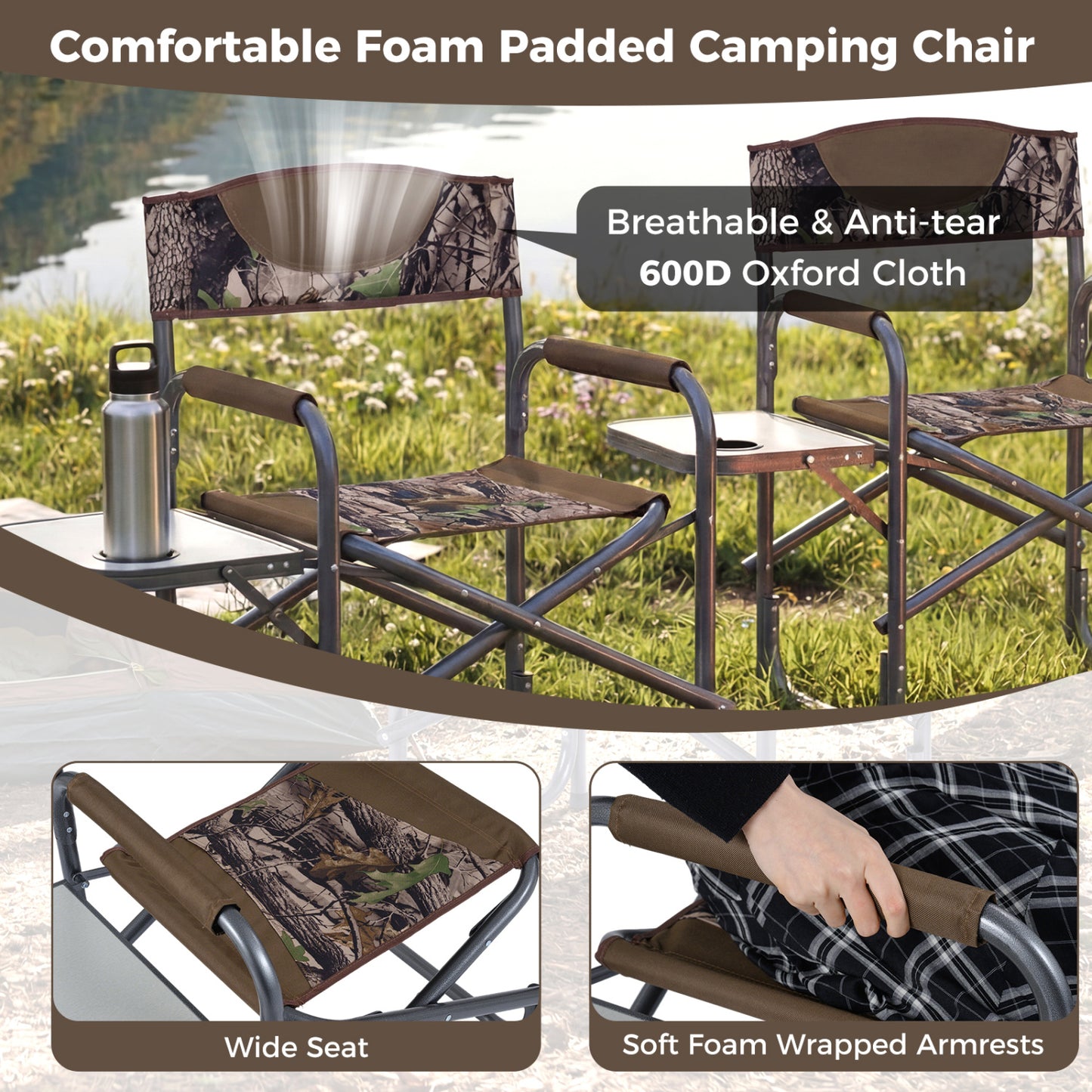 Lightweight Folding Camping Chair With Side Table, Camouflage Camping Furniture at Gallery Canada