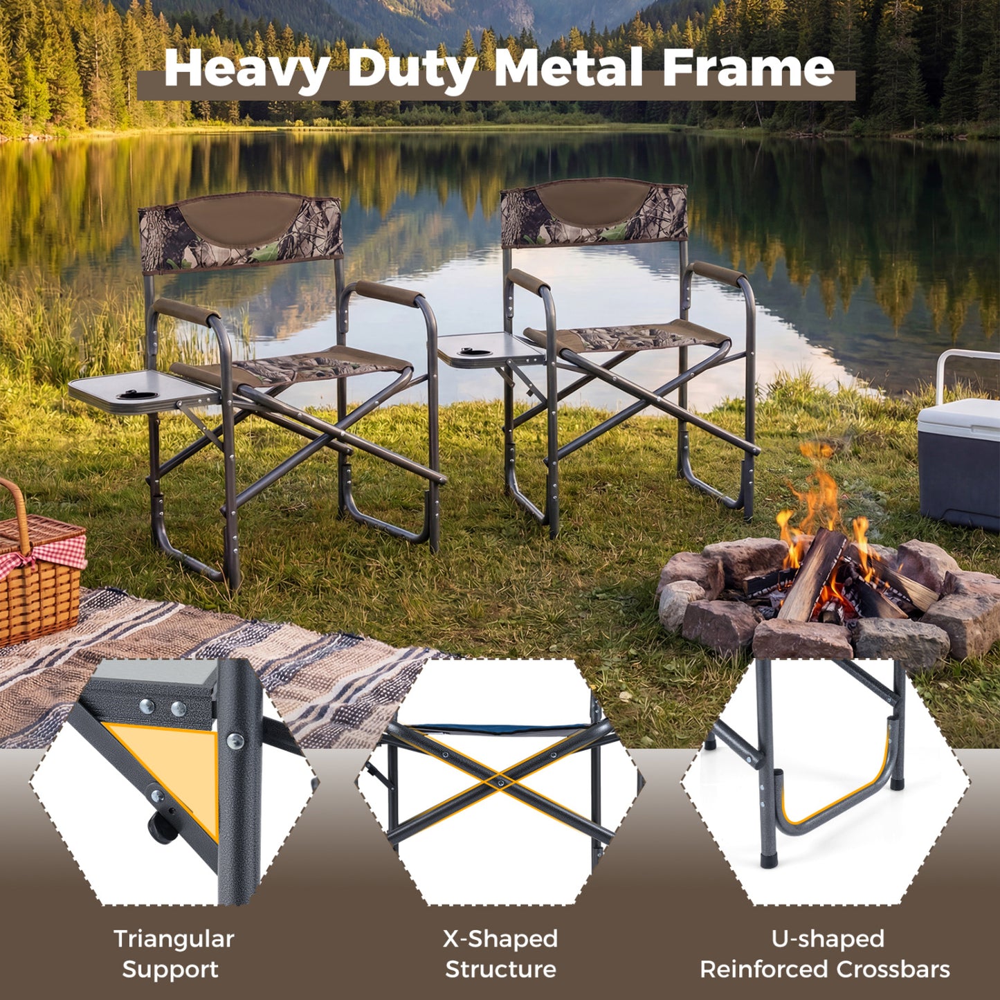 Lightweight Folding Camping Chair With Side Table, Camouflage Camping Furniture at Gallery Canada