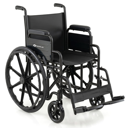 Folding Wheelchair for Adults, Swing-Away Footrest, Black Walkers & Rollators Black at Gallery Canada