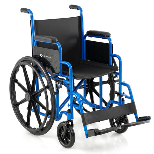 Folding Wheelchair for Adults with Swing-Away Footrest, Navy Walkers & Rollators Navy at Gallery Canada