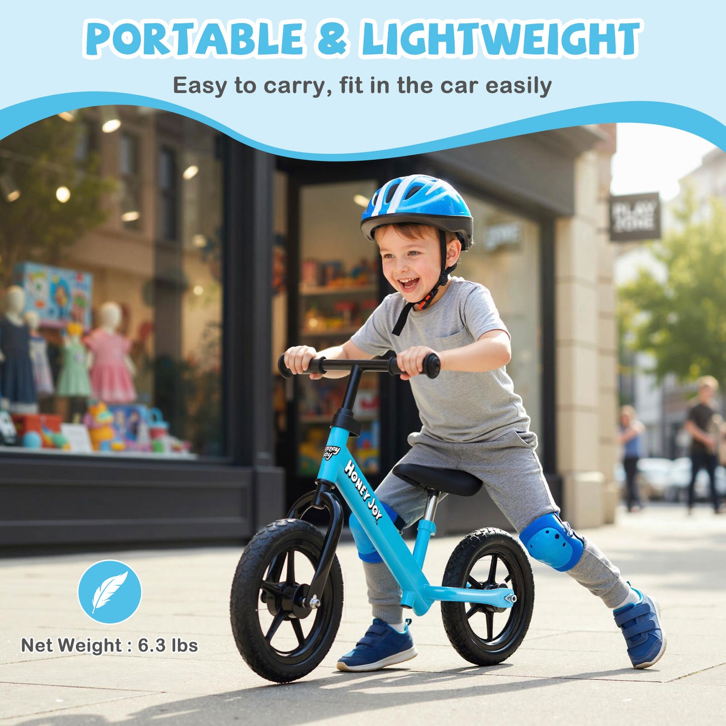 Lightweight Toddler Balance Bike No Pedal Training Bicycle, Blue Kids Bike at Gallery Canada
