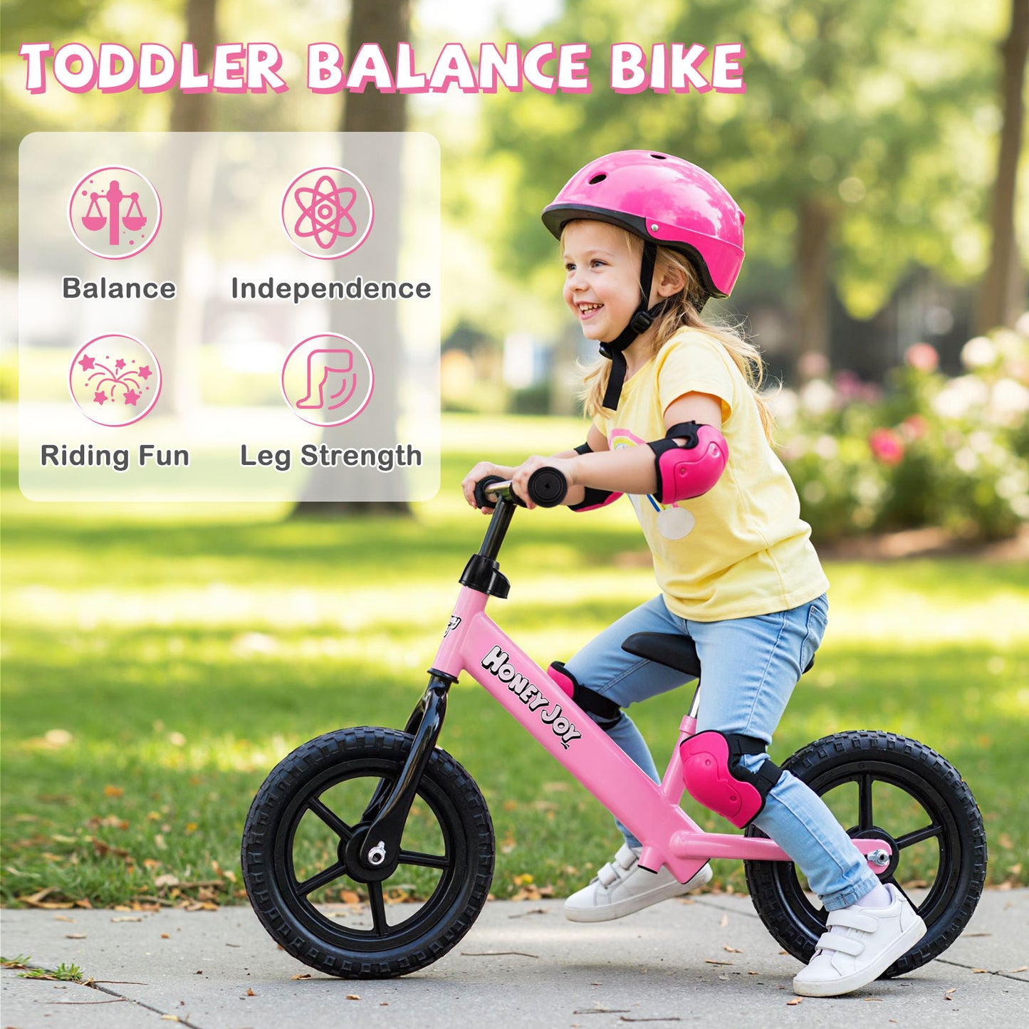 Lightweight Toddler Balance Bike No Pedal Training Bicycle, Pink Kids Bike at Gallery Canada