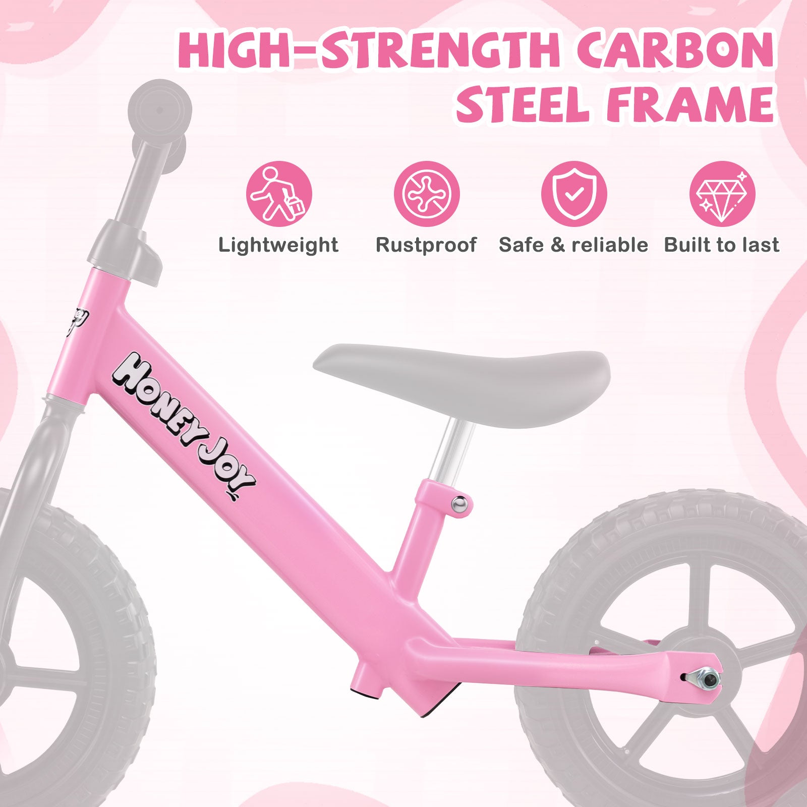 Lightweight Toddler Balance Bike No Pedal Training Bicycle, Pink Kids Bike at Gallery Canada