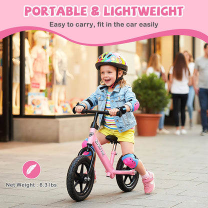 Lightweight Toddler Balance Bike No Pedal Training Bicycle, Pink Kids Bike at Gallery Canada