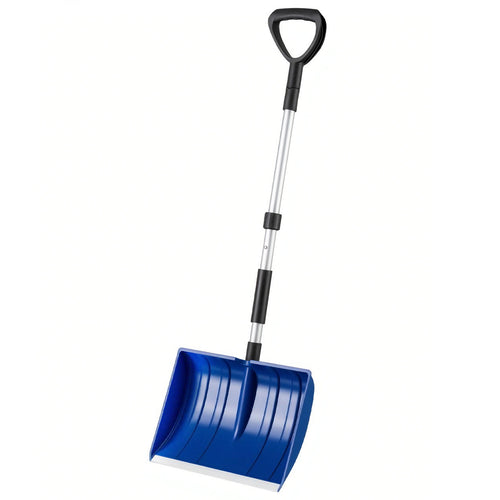Lightweight and Portable Snow Shovel with D-grip Handle for Driveway and Car, Blue
