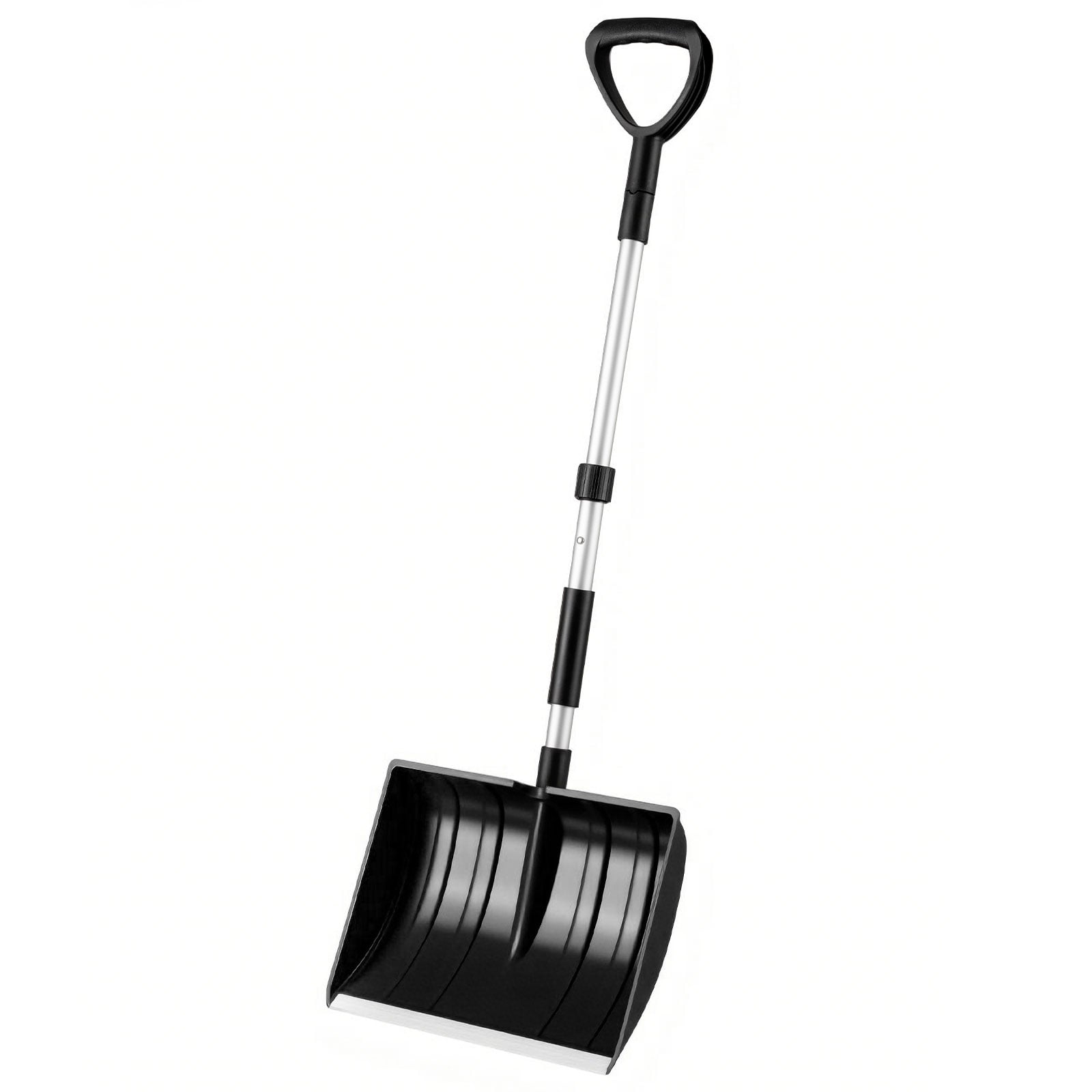 Lightweight and Portable Snow Shovel with D-grip Handle for Driveway and Car, Black