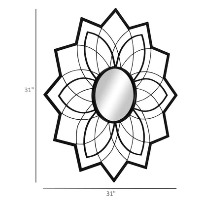 31" x 31" Flower Wall Mirror, Decorative, Living Room, Bedroom, Black Wall Mirrors at Gallery Canada