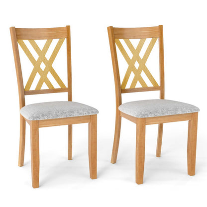Linen Fabric Upholstered Wooden Dining Chair Set of 2 with Rubber Wood Frame for Dining Room, Natural Dining Chairs Natural at Gallery Canada