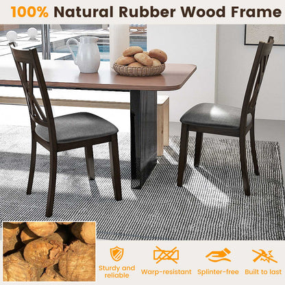 Linen Fabric Upholstered Wooden Dining Chair Set of 4 with Rubber Wood Frame for Dining Room, Gray Dining Chairs at Gallery Canada