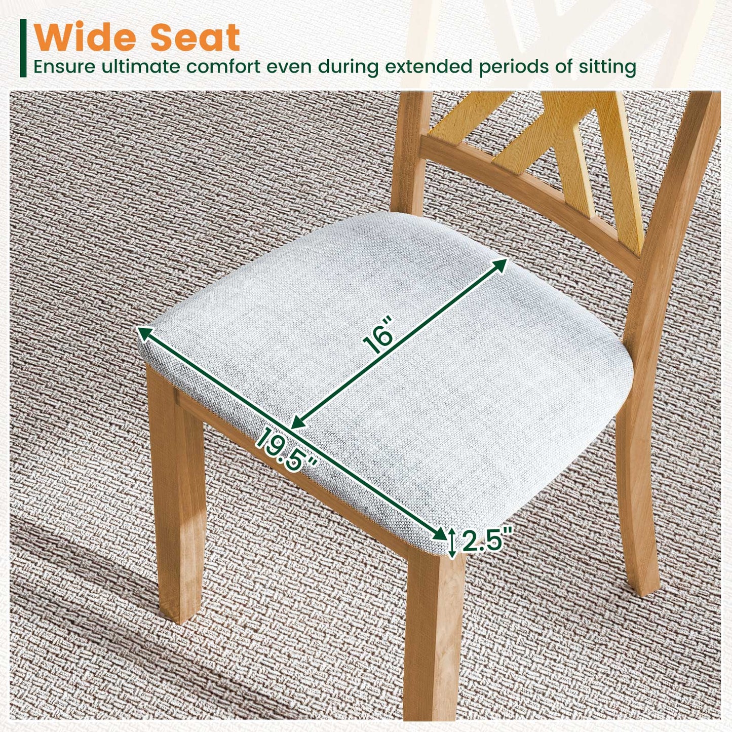 Linen Fabric Upholstered Wooden Dining Chair Set of 4 with Rubber Wood Frame for Dining Room, Natural Dining Chairs at Gallery Canada