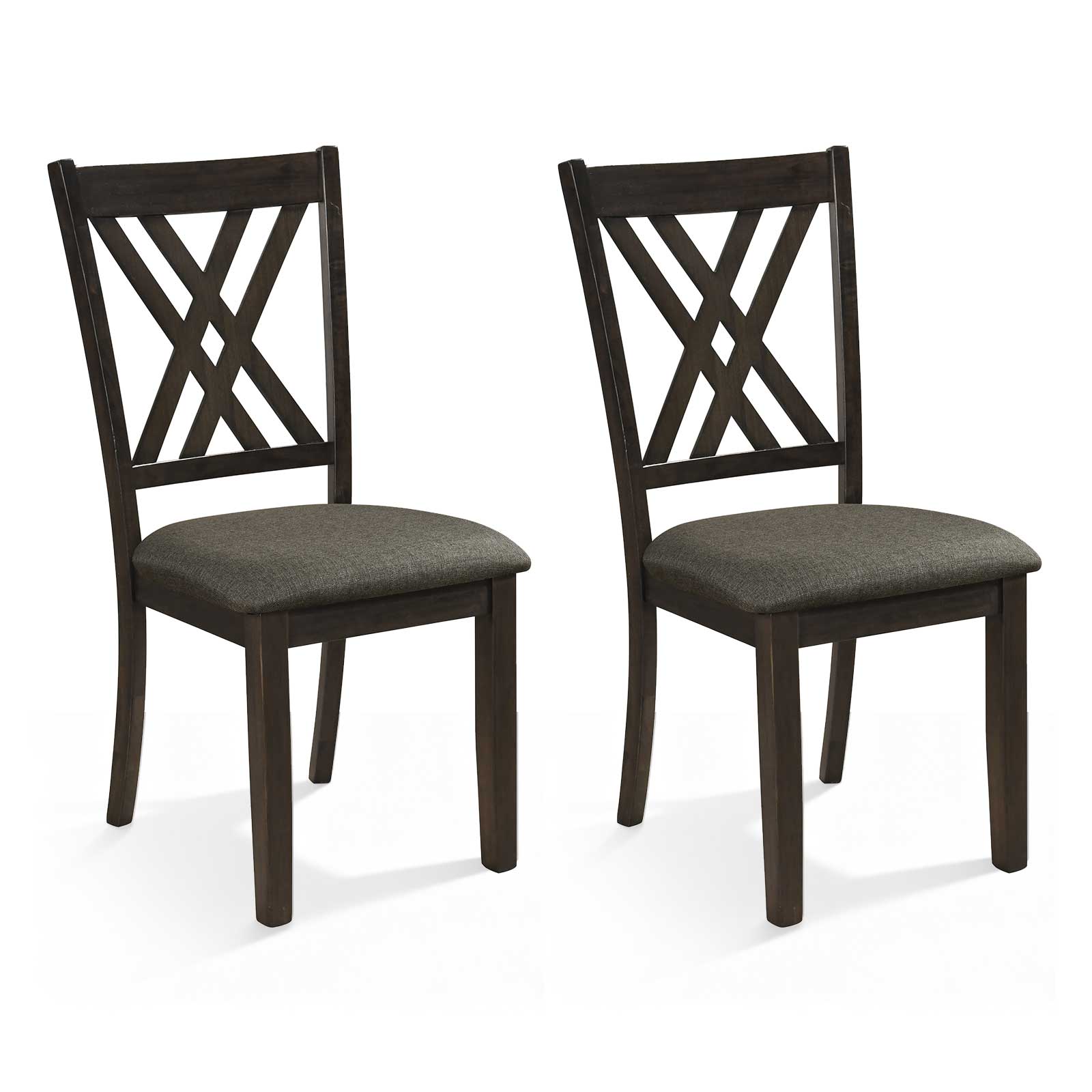 Wooden Dining Chair Set, 2 Linen Fabric Upholstered, Gray Dining Chairs Gray at Gallery Canada
