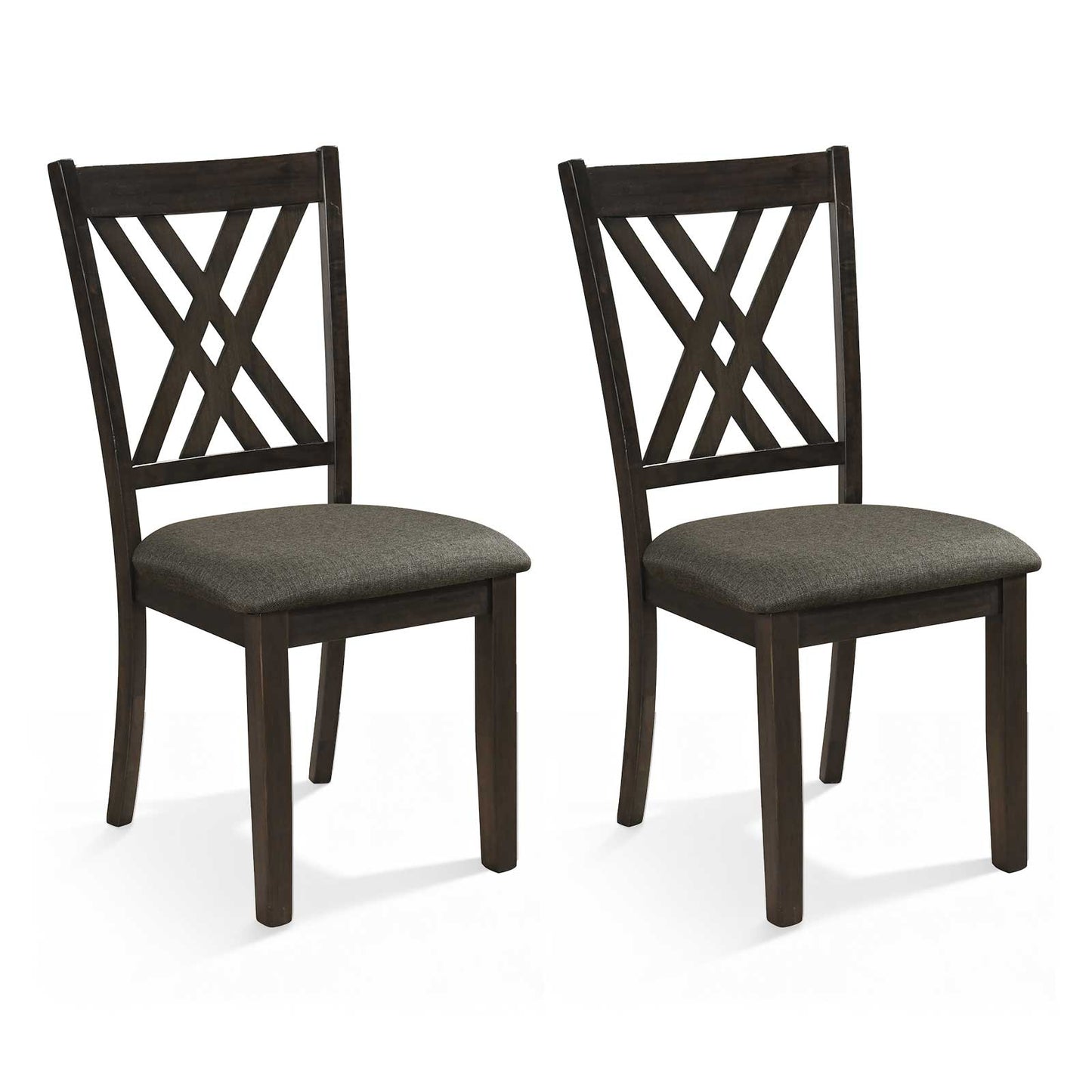 Wooden Dining Chair Set, 2 Linen Fabric Upholstered, Gray Dining Chairs Gray at Gallery Canada