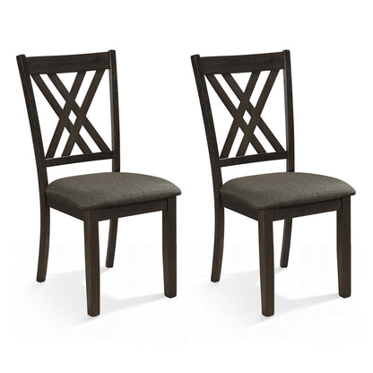 Wooden Dining Chair Set, 2 Linen Fabric Upholstered, Gray Dining Chairs Gray at Gallery Canada