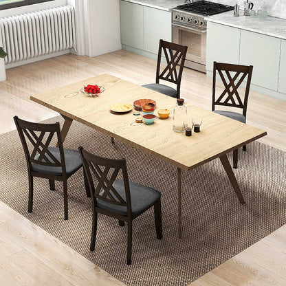 Wooden Dining Chair Set, 2 Linen Fabric Upholstered, Gray Dining Chairs at Gallery Canada