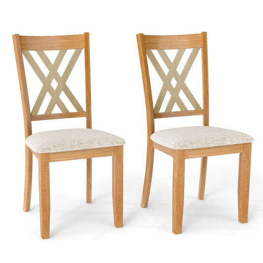 Wooden Dining Chair Set Of 2, Linen Fabric Upholstered, Natural Dining Chairs Natural at Gallery Canada