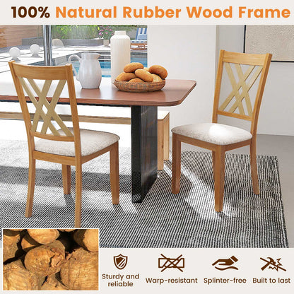 Wooden Dining Chair Set Of 2, Linen Fabric Upholstered, Natural Dining Chairs at Gallery Canada