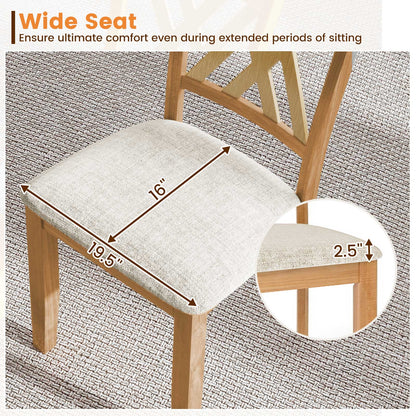 Wooden Dining Chair Set Of 2, Linen Fabric Upholstered, Natural Dining Chairs at Gallery Canada
