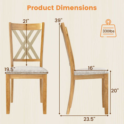 Linen Fabric Upholstered Wooden Dining Chair Set, Natural Dining Chairs at Gallery Canada