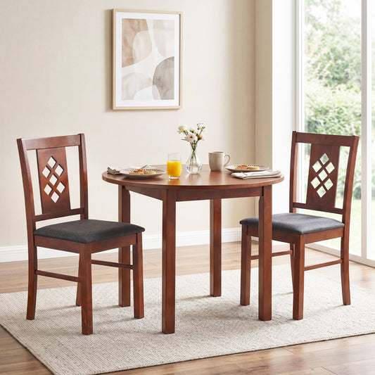 Linen Style Upholstered Kitchen Chairs with Wood Frames Set of 2, Cherry Dining Chairs Cherry at Gallery Canada