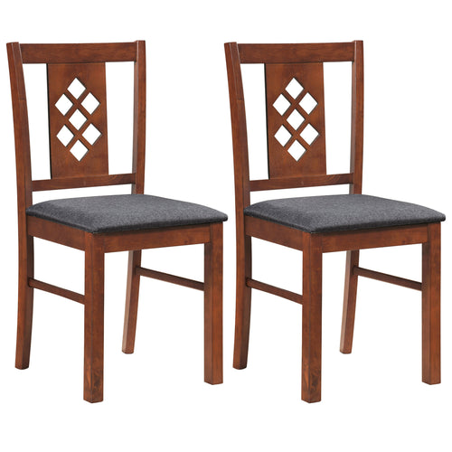 Linen Style Upholstered Kitchen Chairs with Wood Frames Set of 2, Cherry