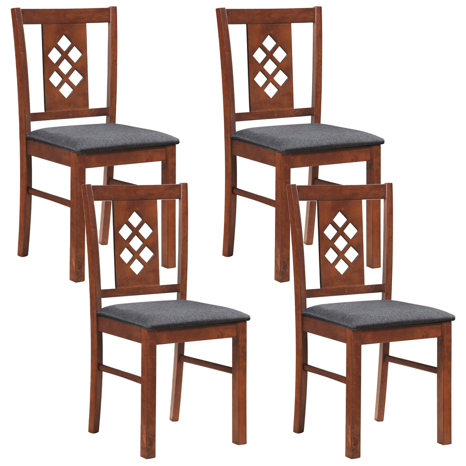 Linen Style Upholstered Kitchen Chairs with Wood Frames Set of 4, Cherry Dining Chairs Cherry at Gallery Canada