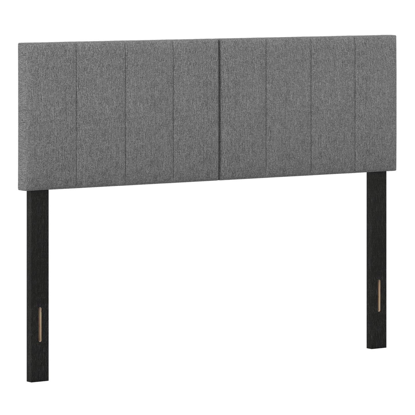 Linen Headboard, Solid Wood Legs, Dark Gray