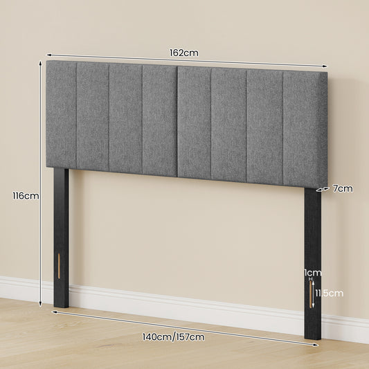 Linen Headboard, Solid Wood Legs, Dark Gray Headboards Dark Gray at Gallery Canada