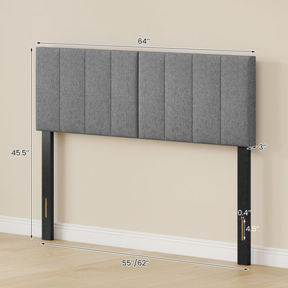 Linen Headboard, Solid Wood Legs, Dark Gray