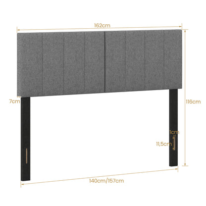 Linen Headboard, Solid Wood Legs, Dark Gray