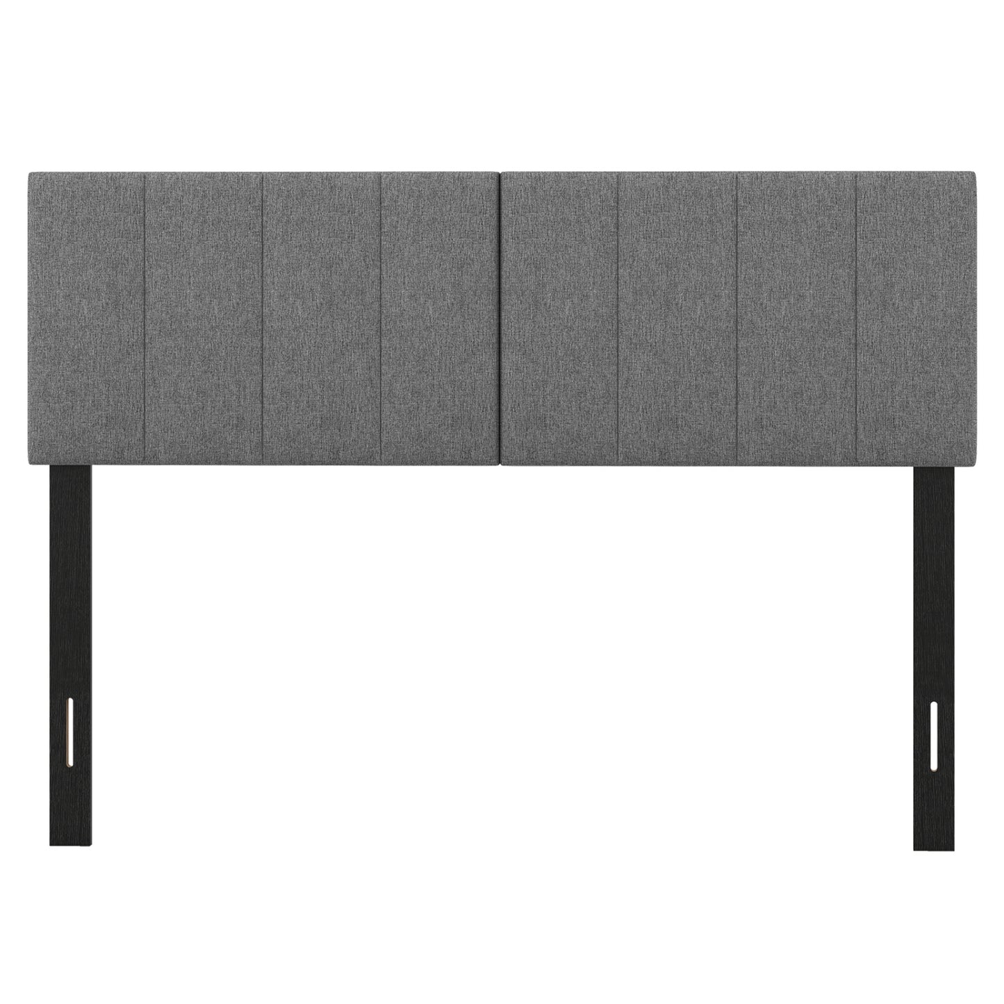 Linen Headboard, Solid Wood Legs, Dark Gray