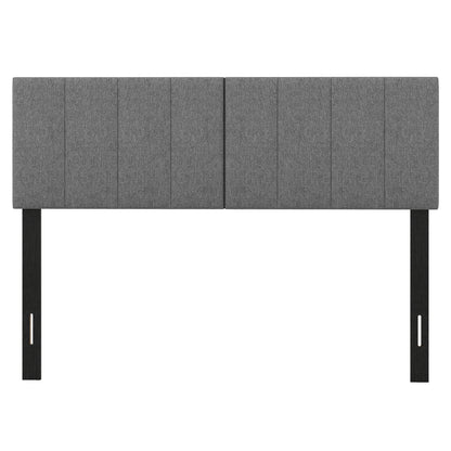 Linen Headboard, Solid Wood Legs, Dark Gray