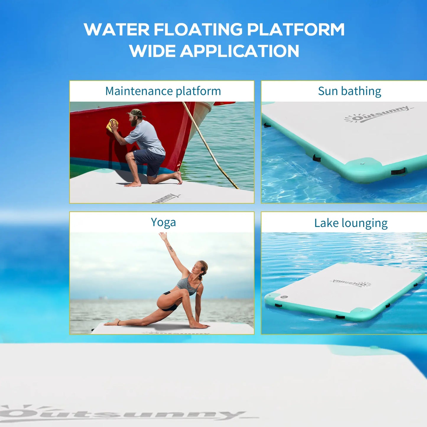 8' x 6' Floating Dock, Inflatable Island with Air Pump, Backpack, Blue & Green Floating Water Mats at Gallery Canada