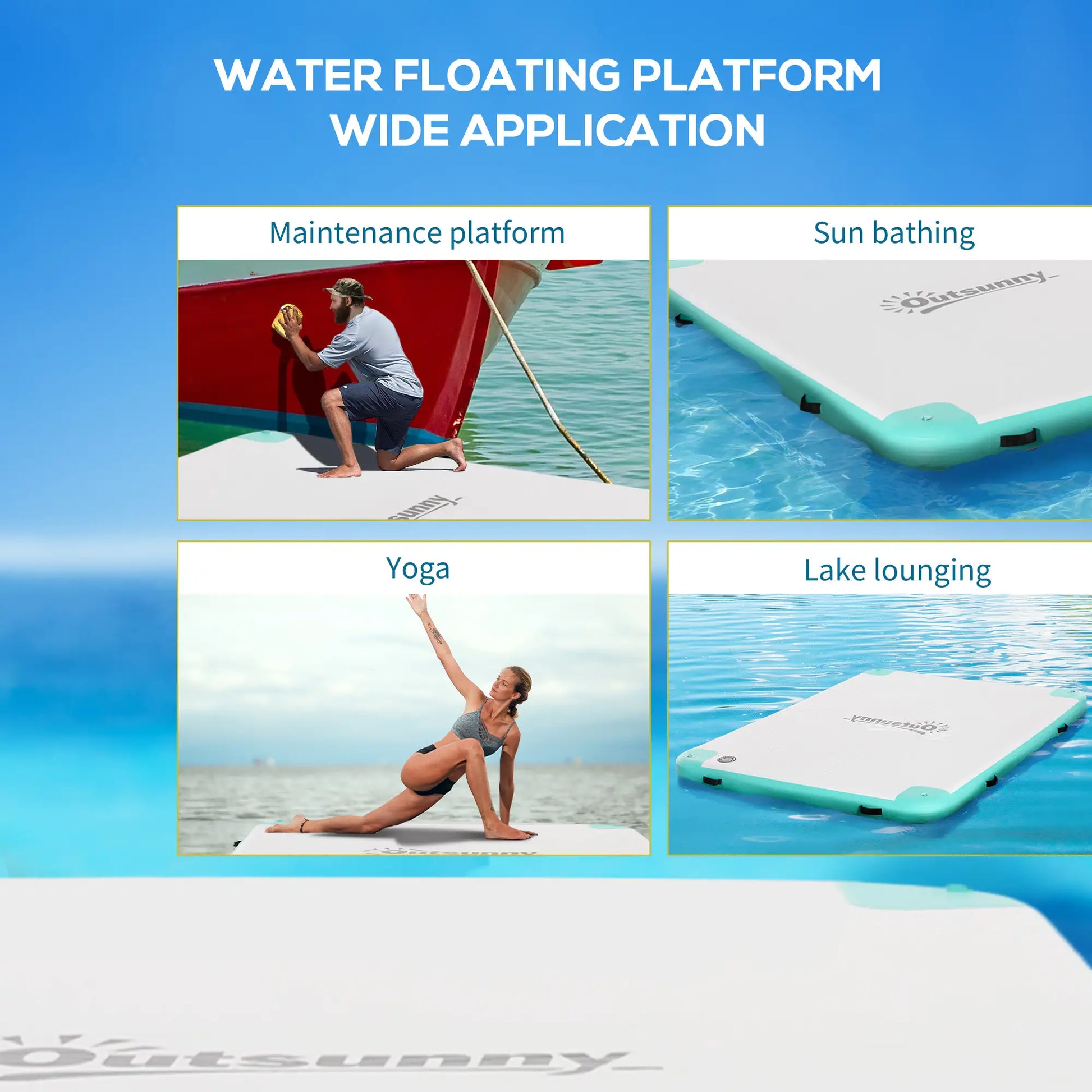 8' x 6' Floating Dock, Inflatable Island with Air Pump, Backpack, Blue & Green Floating Water Mats at Gallery Canada